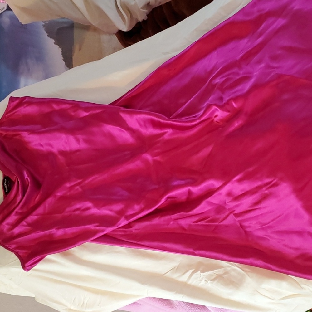 BEBE xl hot fushia pink slip dress, cocktail, silky never worn washed once💕💫🌸